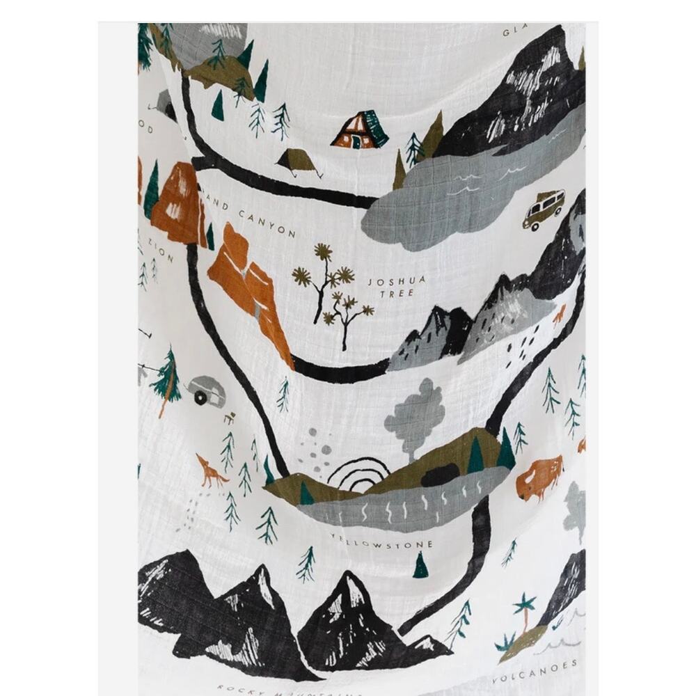 NEW Clementine Kids National Parks Print Muslin Swaddle, NWT